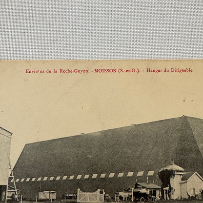 Vintage Zeppelin Airship Dirigible Hangar Building Postcard Post Card French