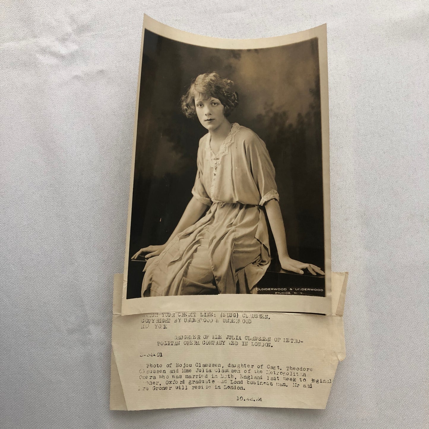 Press Photo Photograph Bojou Claussen Daughter Metropolitan Opera Singers 1924