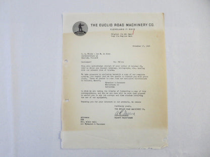1948 Euclid Road Machinery Company Letter Letterhead Truck + 