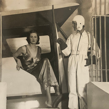 Fashion Show Press Photo Photograph Olympia 1930s Airplane Aircraft Flight Suit