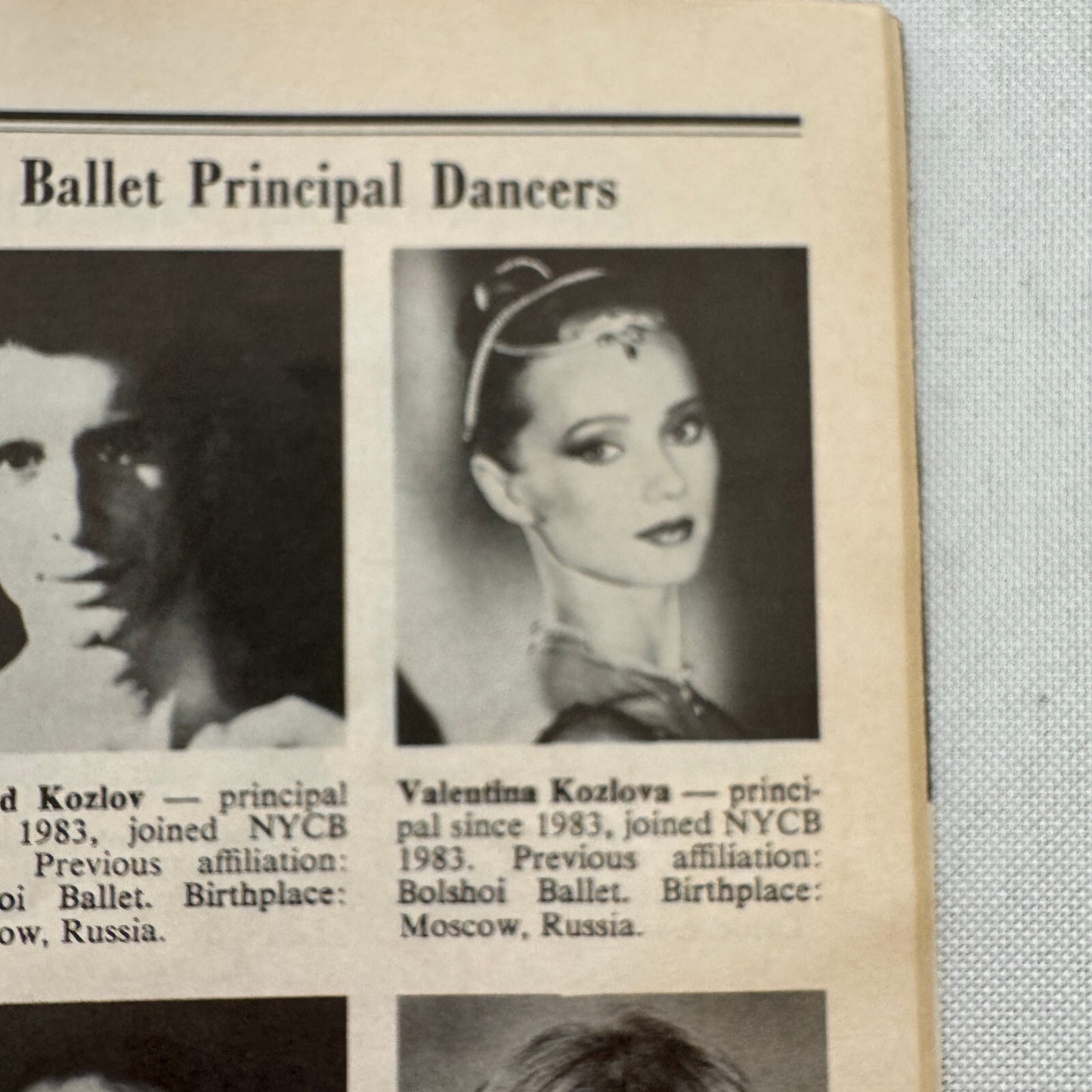 New York City Ballet Dancer Cast Signed Program Valentina Kozlova Robert Lafosse