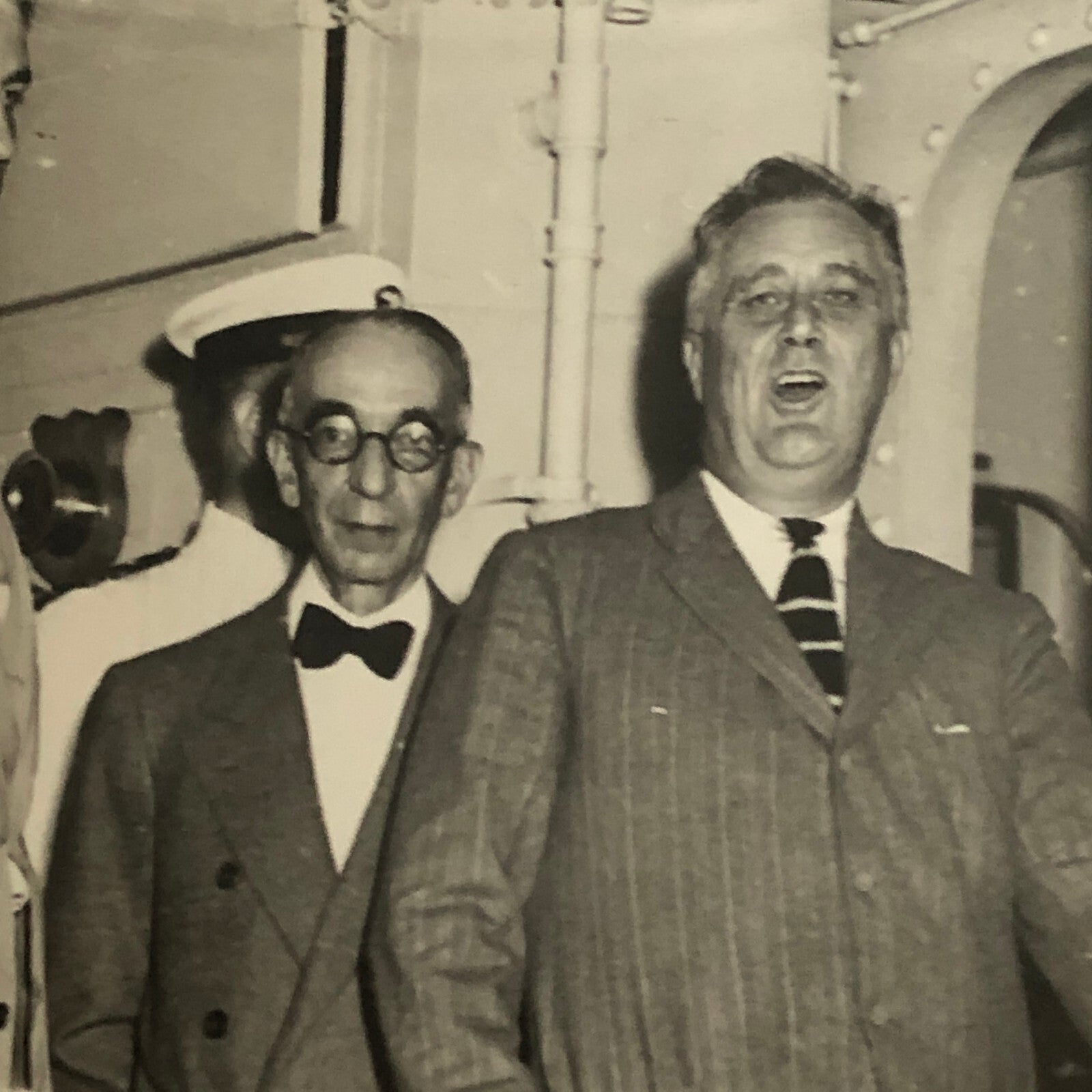 Press Photo Photograph President Franklin Roosevelt Trip Destroyer Ship 1934