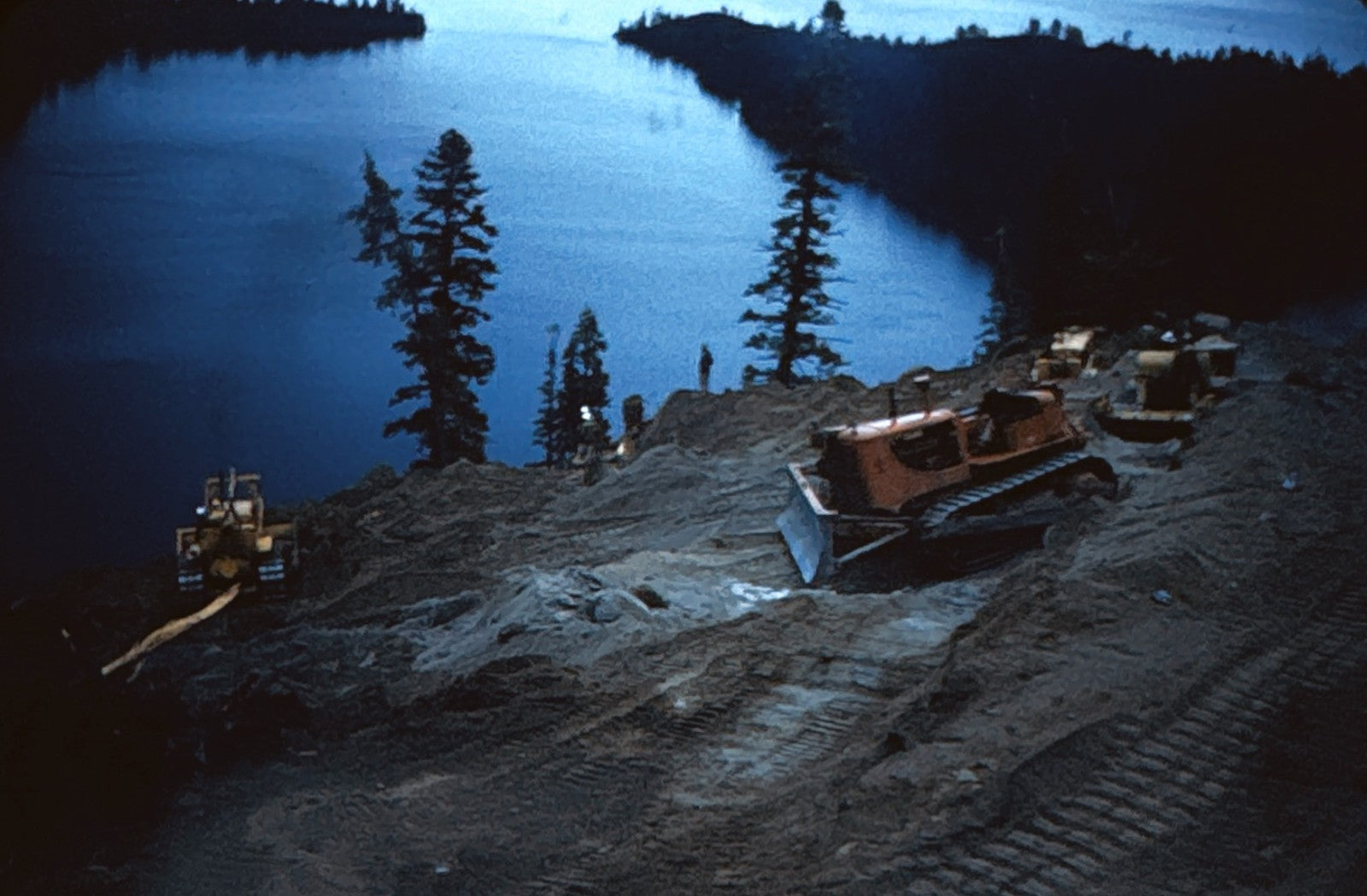 35mm Slide Vintage Image California Highway Construction Equipment Tractor