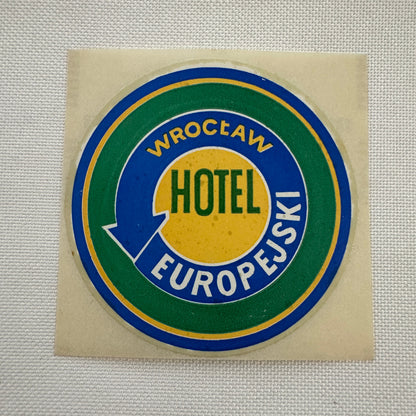 Vintage Travel Luggage Label Sticker Decal Hotel Wroctaw Europejski Poland