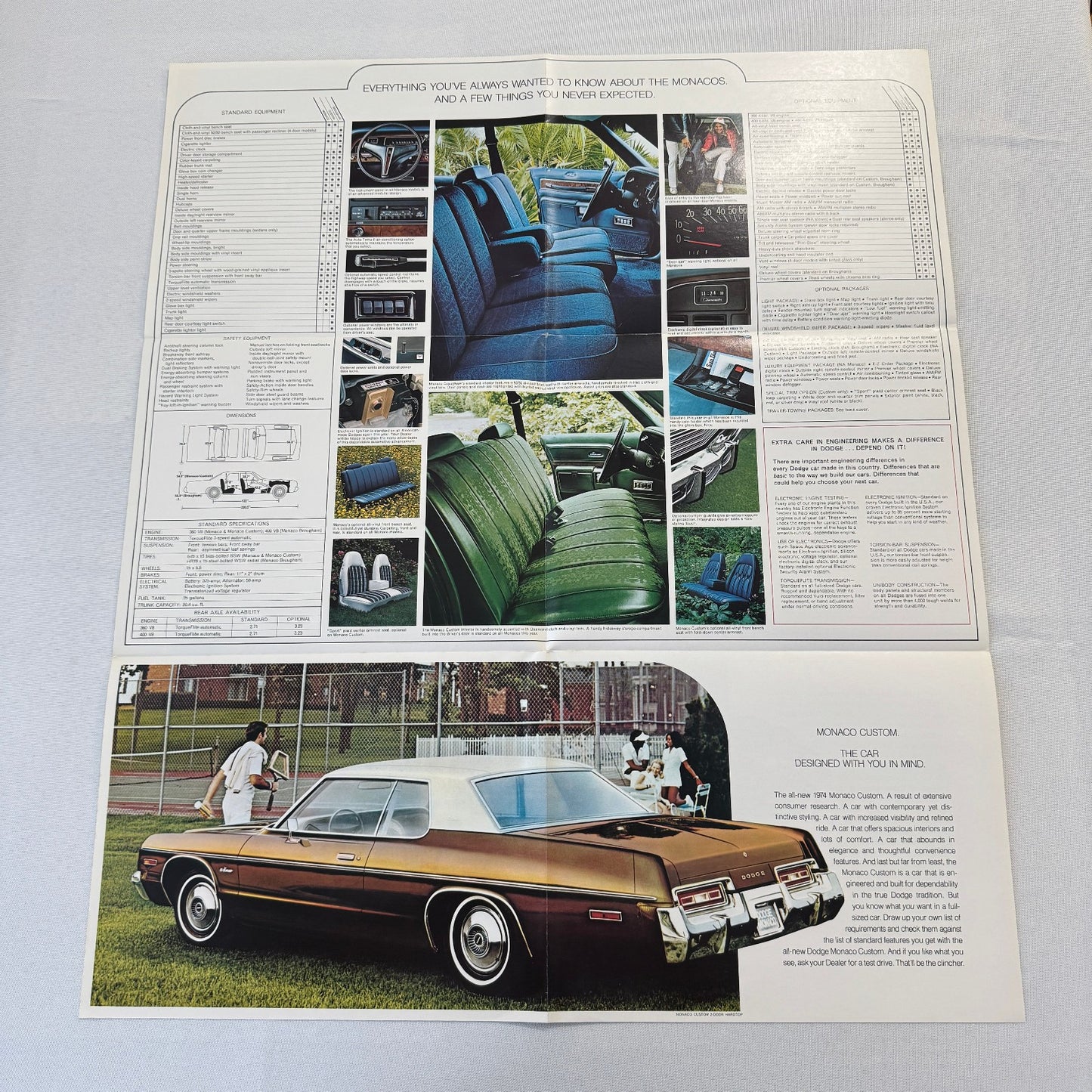 1974 Dodge Monaco Car Sales Brochure Catalog Advertising Custom Brougham Hardtop