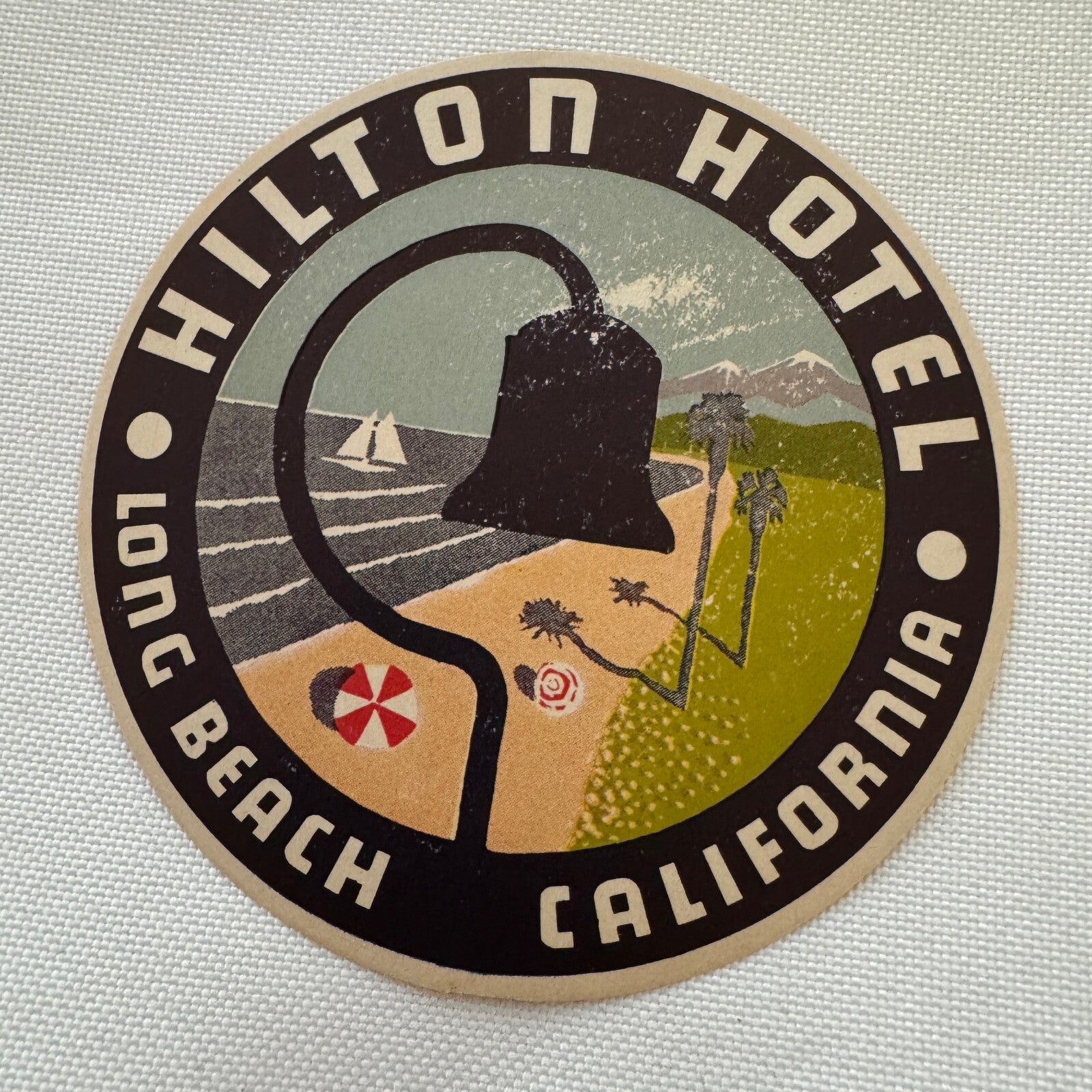 Vintage Hilton Hotel Long Beach California Travel Luggage Label