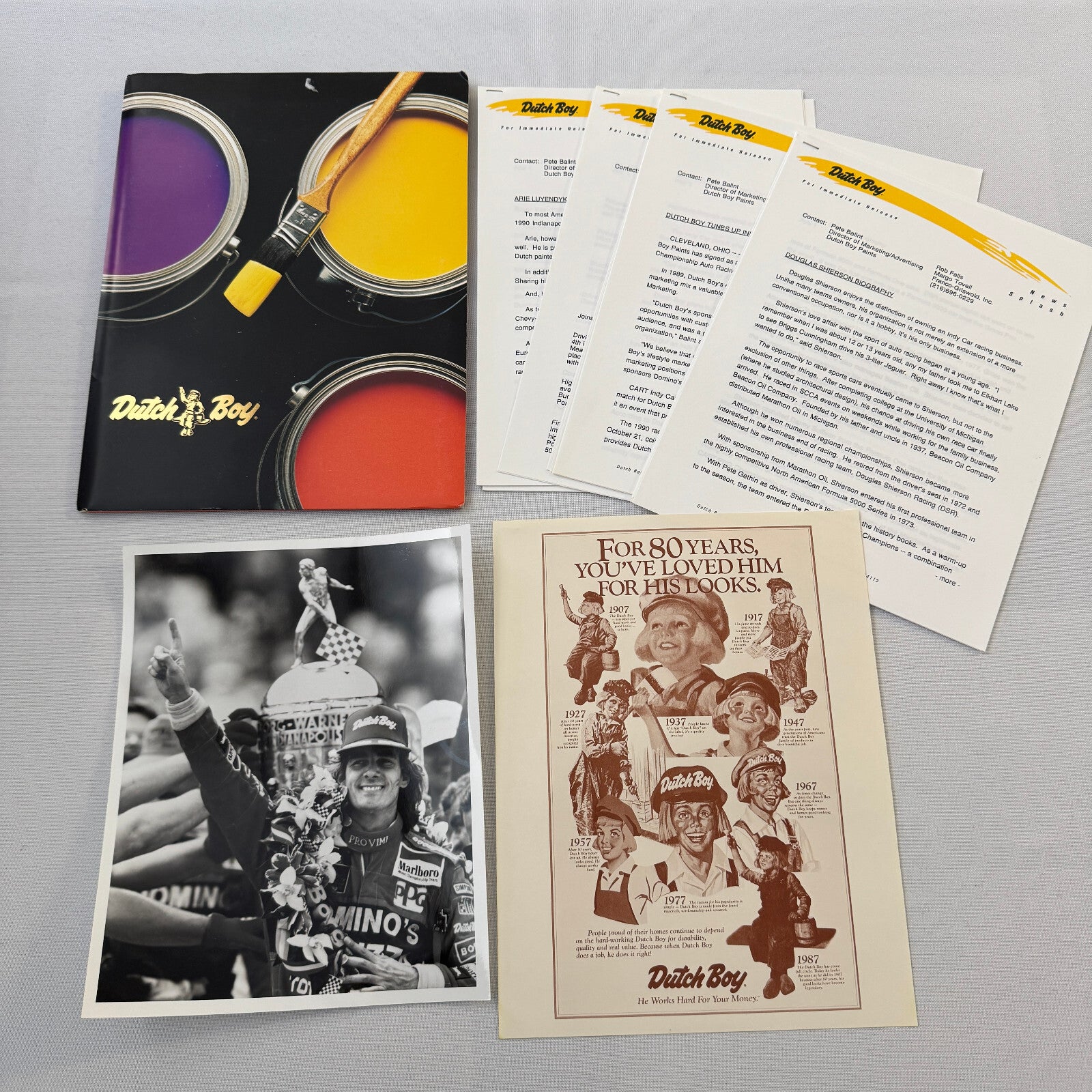 Arie Luyendyk 1990 Dutch Boy Paint CART Indy Racing Press Kit Brochure Photo