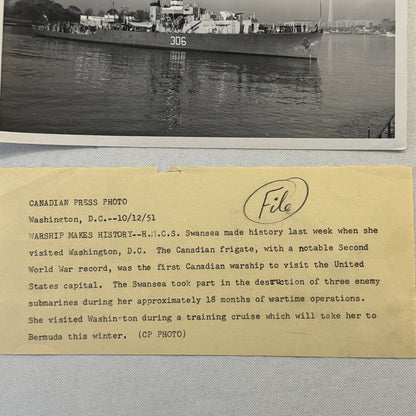 Vintage Royal Canadian Navy Military Ship HMCS Swansea Boat Visits Washington