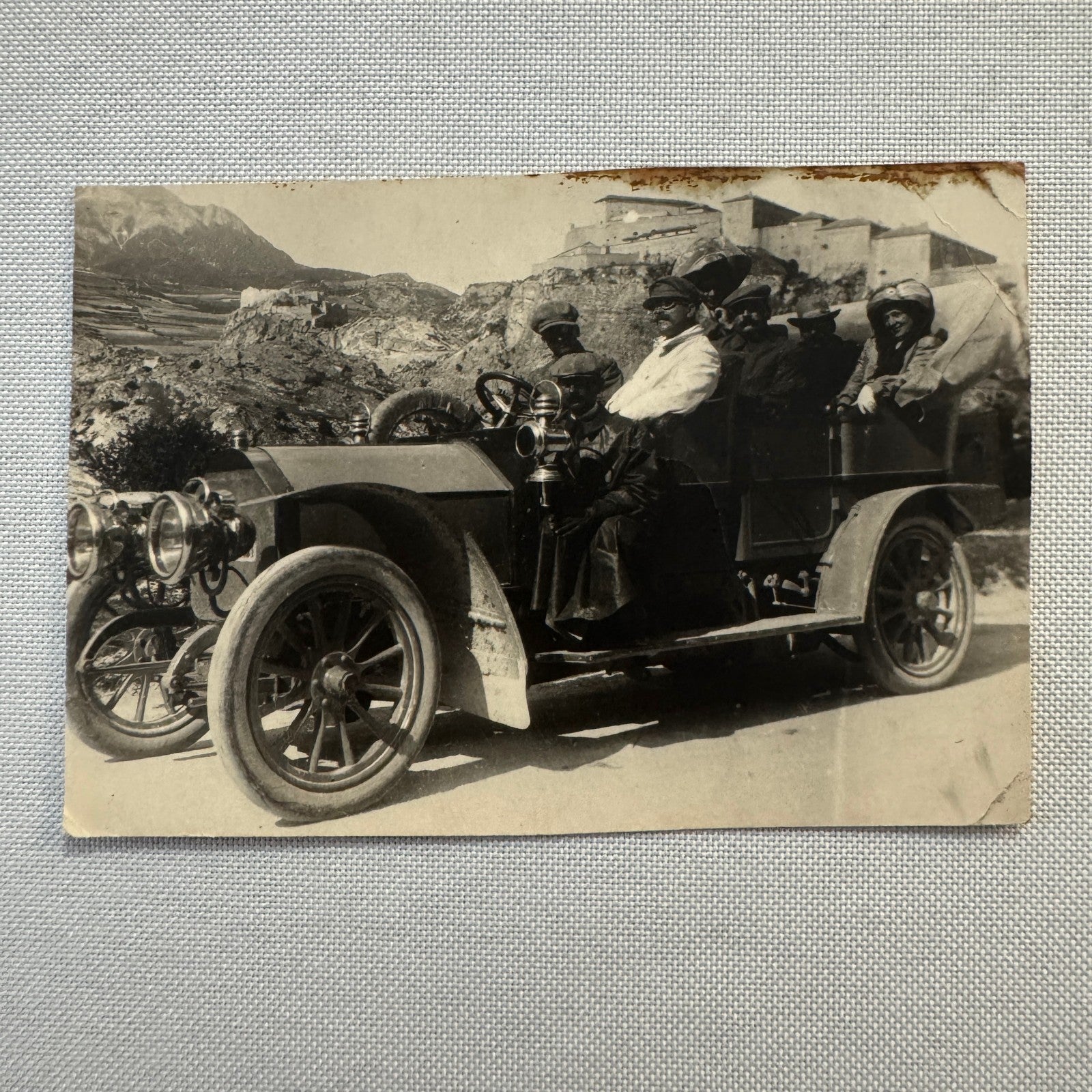 Vintage Photograph Photo People in Early Antique Automobile