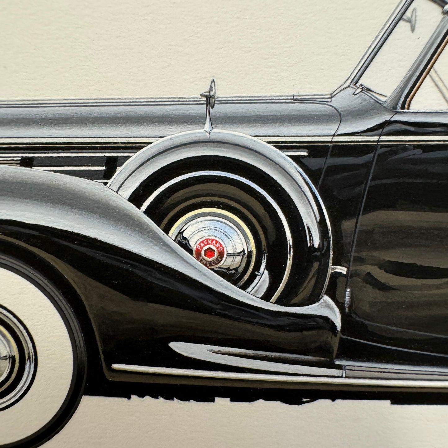 1938 Packard Model 1608 Twelve Cabriolet by Brunn Car Illustration Art Drawing