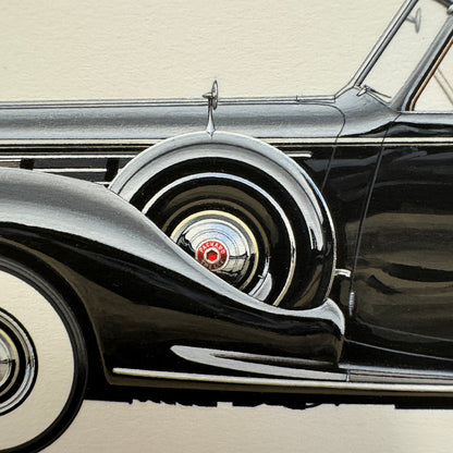 1938 Packard Model 1608 Twelve Cabriolet by Brunn Car Illustration Art Drawing