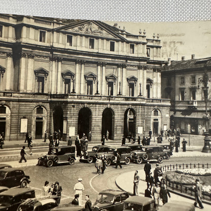 Vintage Italian Postcard Post Card Piazza E Teatro Alla Scala Cars Automobile
