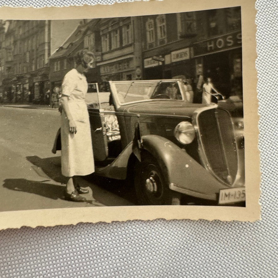 Vintage Snapshot Photo Photograph Lot Woman with Beautiful Car Automobile German