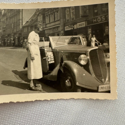 Vintage Snapshot Photo Photograph Lot Woman with Beautiful Car Automobile German