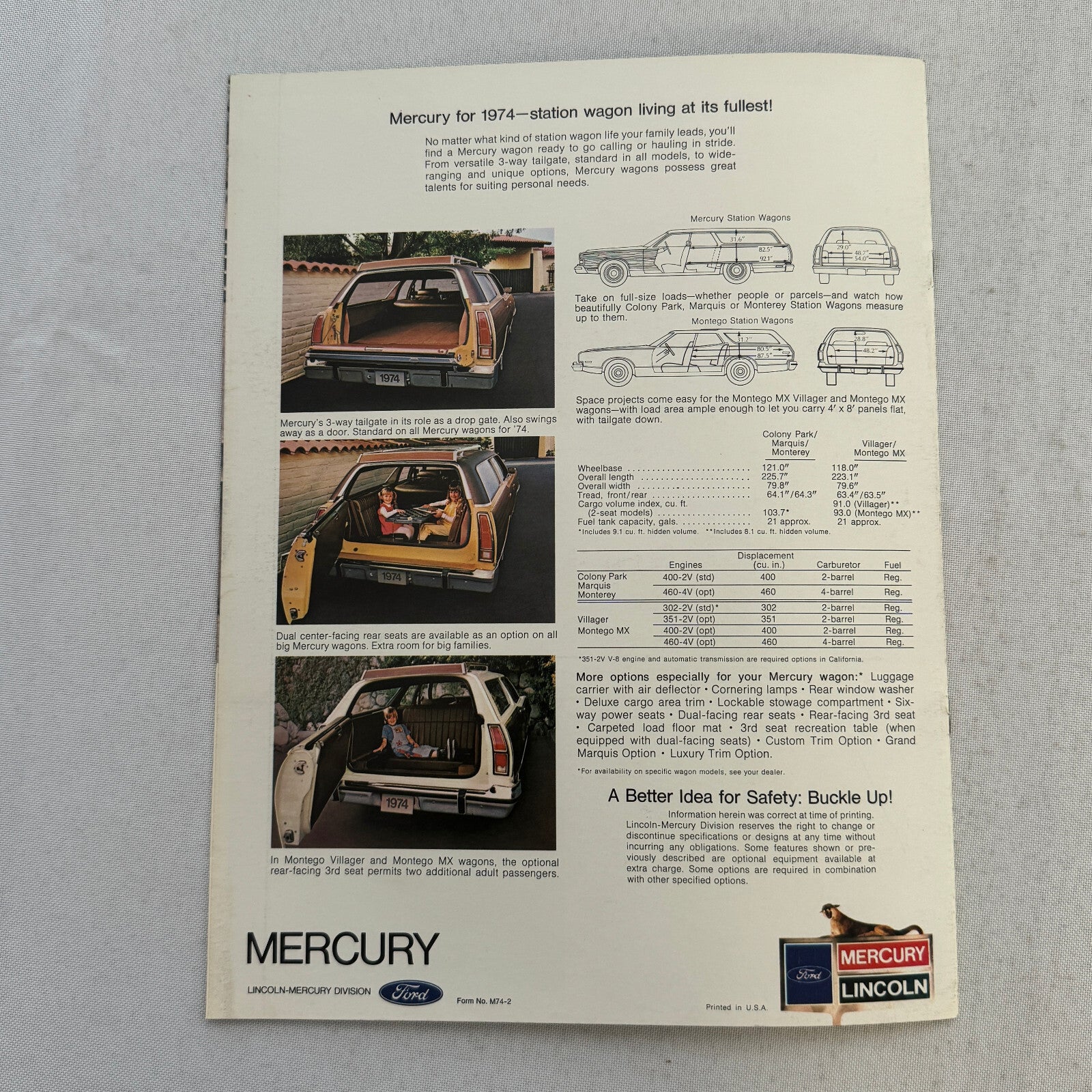 1974 Mercury Station Wagon Sales Brochure Catalog Montego Colony Park Marquis +