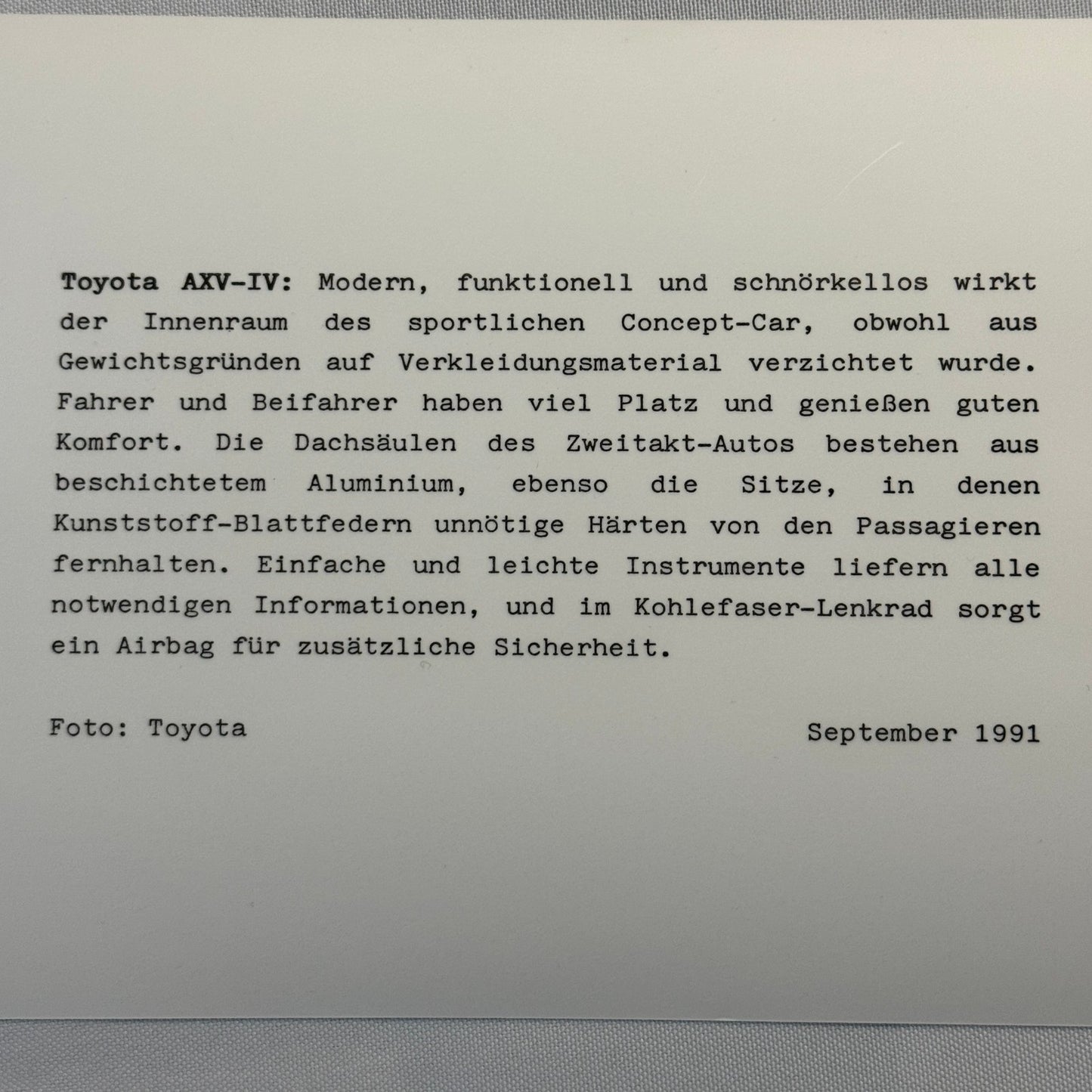 1991 Toyota Concept Car Photo Photograph Print Lot 7x Toyota AXV IV