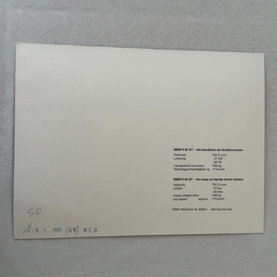 BMW R80 ST Motorcycle Bike Factory Press Photo Photograph Print Germany BMW R 80