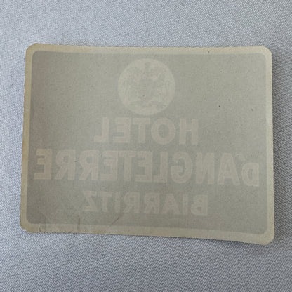 Vintage Hotel Travel Luggage Label Hotel D'Angleterre Biarritz France French