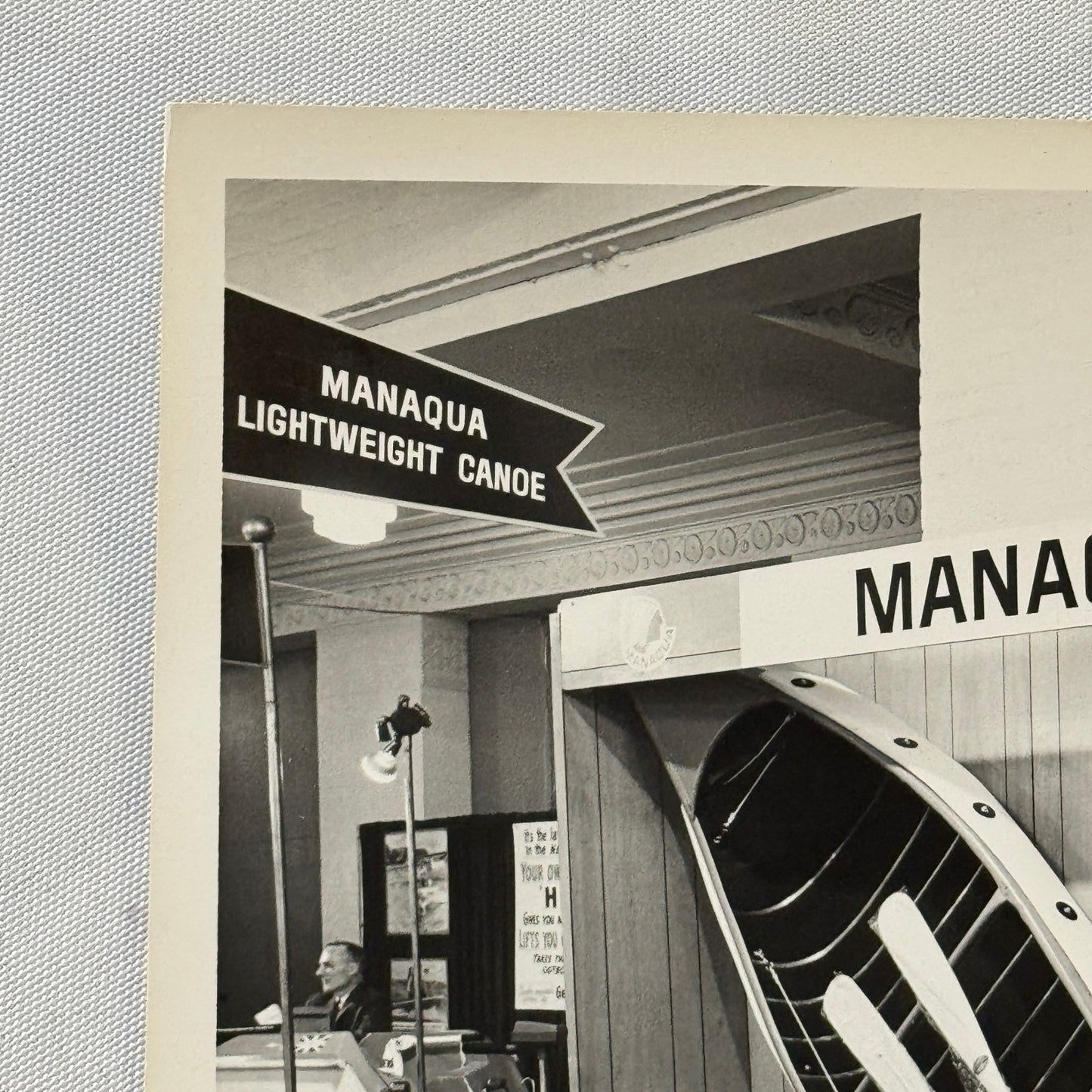 Vintage Manaqua Canoe Boat Advertising Photo Tradeshow Display