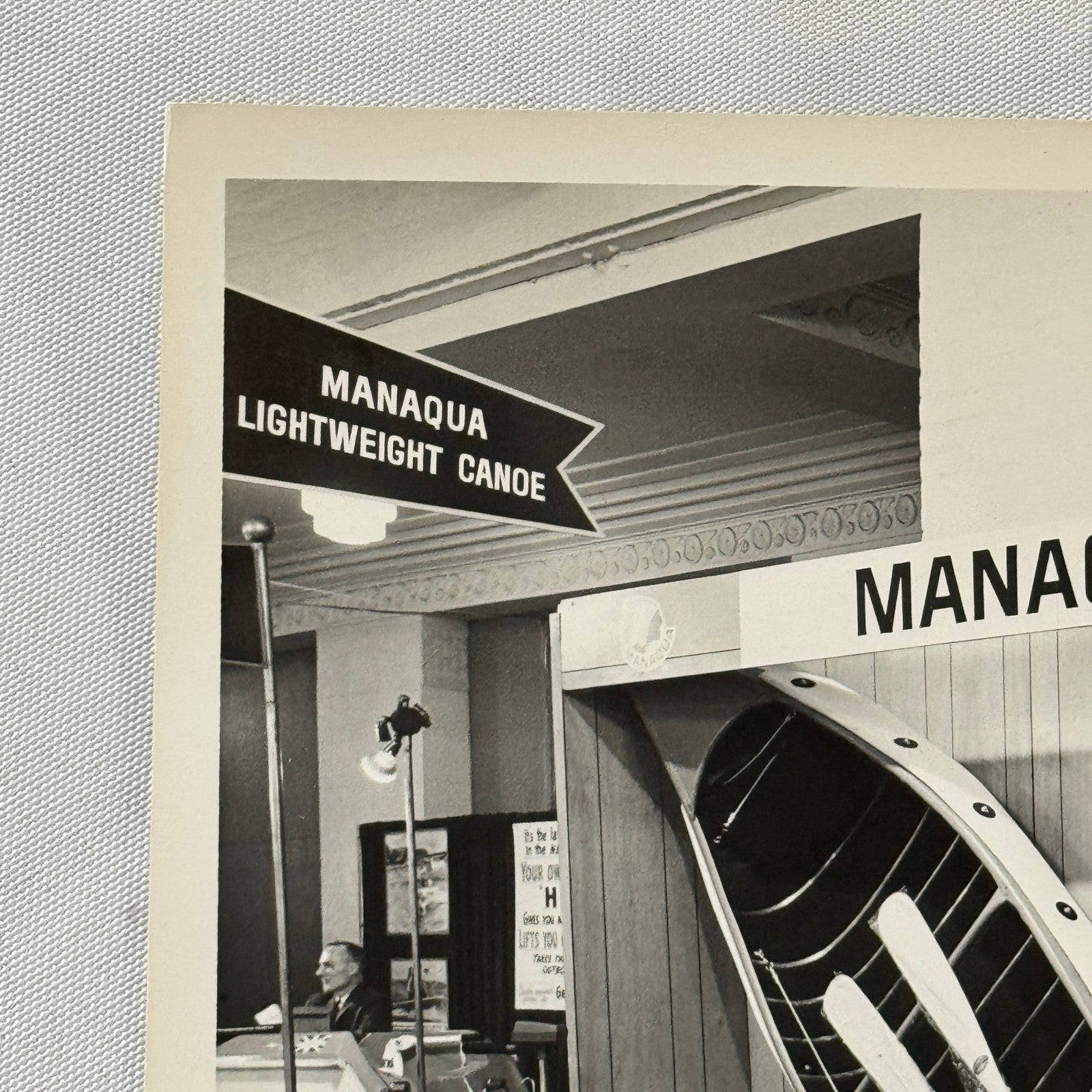 Vintage Manaqua Canoe Boat Advertising Photo Tradeshow Display