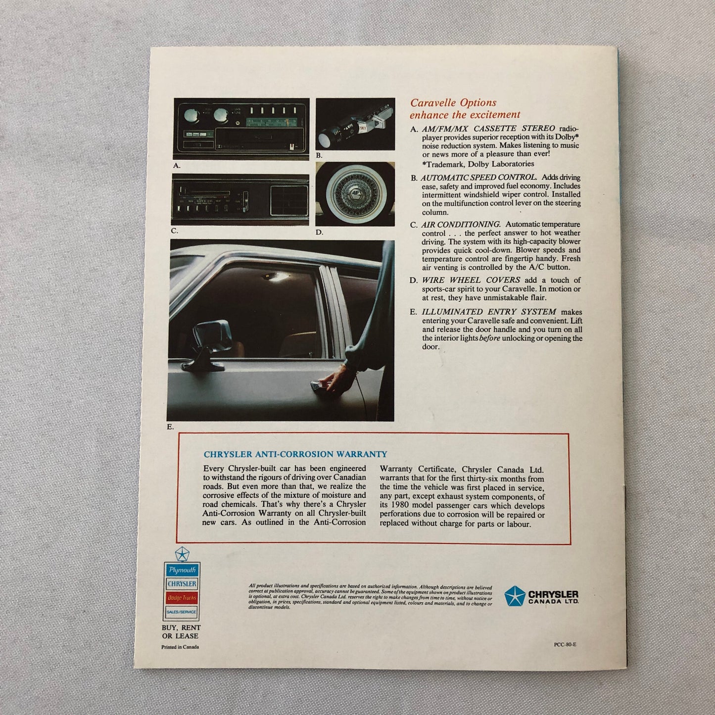 1980 Plymouth Caravelle Sales Brochure Catalog Advertising