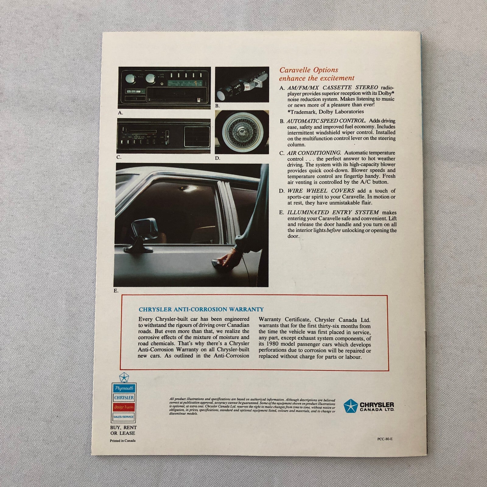 1980 Plymouth Caravelle Sales Brochure Catalog Advertising