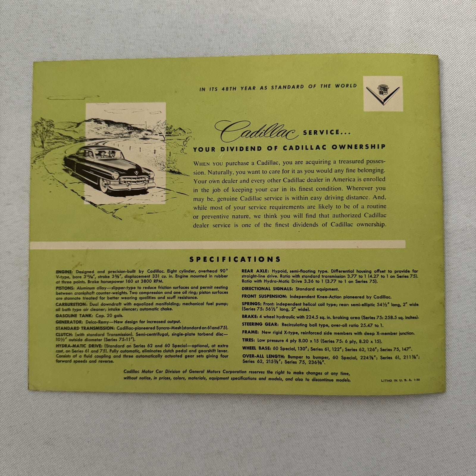 1950 Cadillac Sales Brochure Catalog Sixty One Sixty Two Coupe de Ville Special