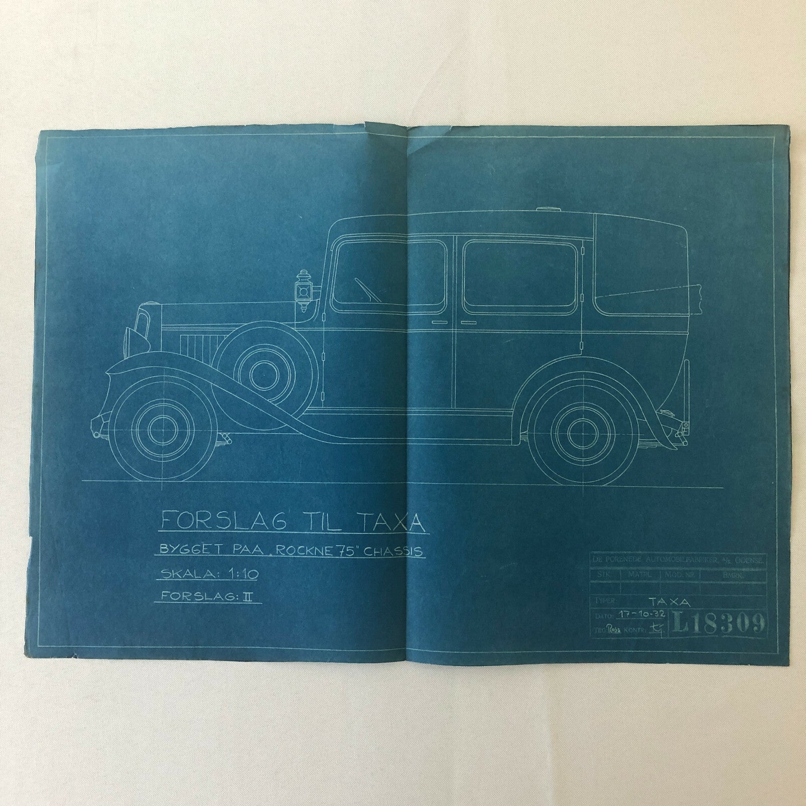 1932 Coachbuilder Car Design Blueprint Rendering Blue Print Taxi Body Style