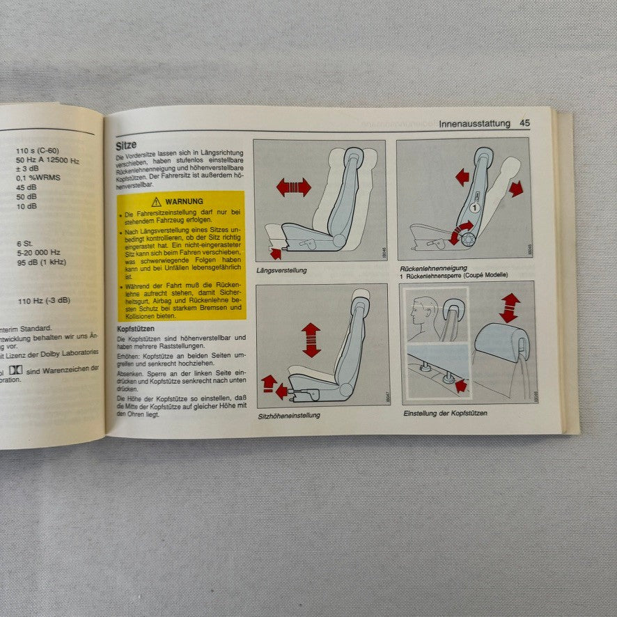 1995 Saab 900 Car Owners Manual Pouch GERMAN Text