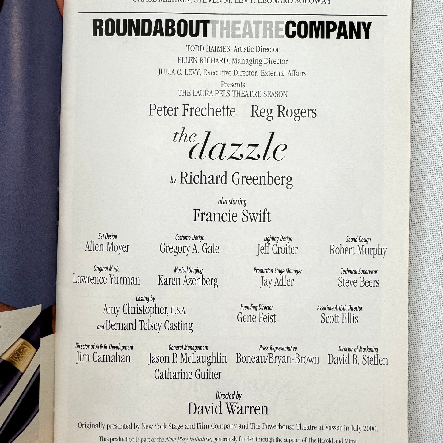 Peter Frechette The Dazzle Signed Playbill Program Autograph Theatre 2002