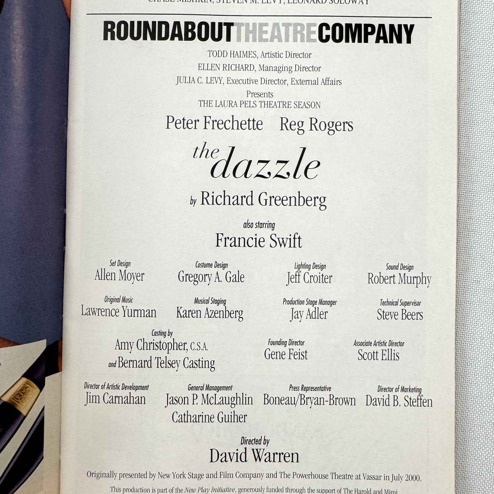Peter Frechette The Dazzle Signed Playbill Program Autograph Theatre 2002