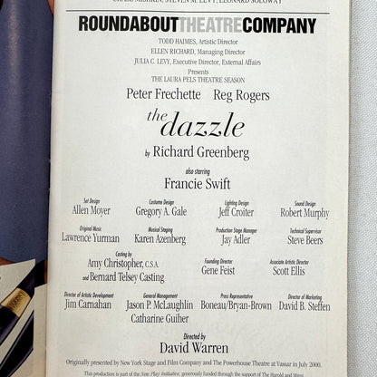 Peter Frechette The Dazzle Signed Playbill Program Autograph Theatre 2002