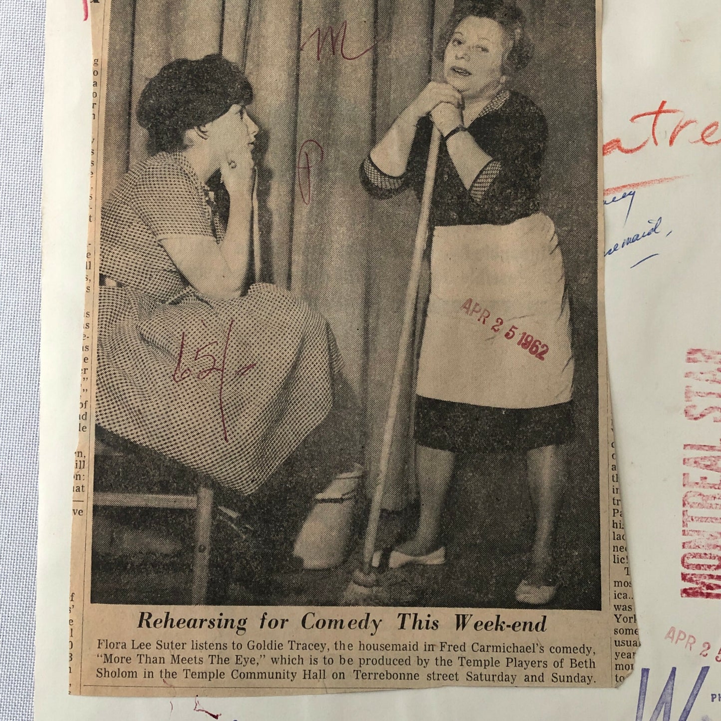 Vintage Press Photo Photograph Montreal Theatre Actresses Comedy Play 