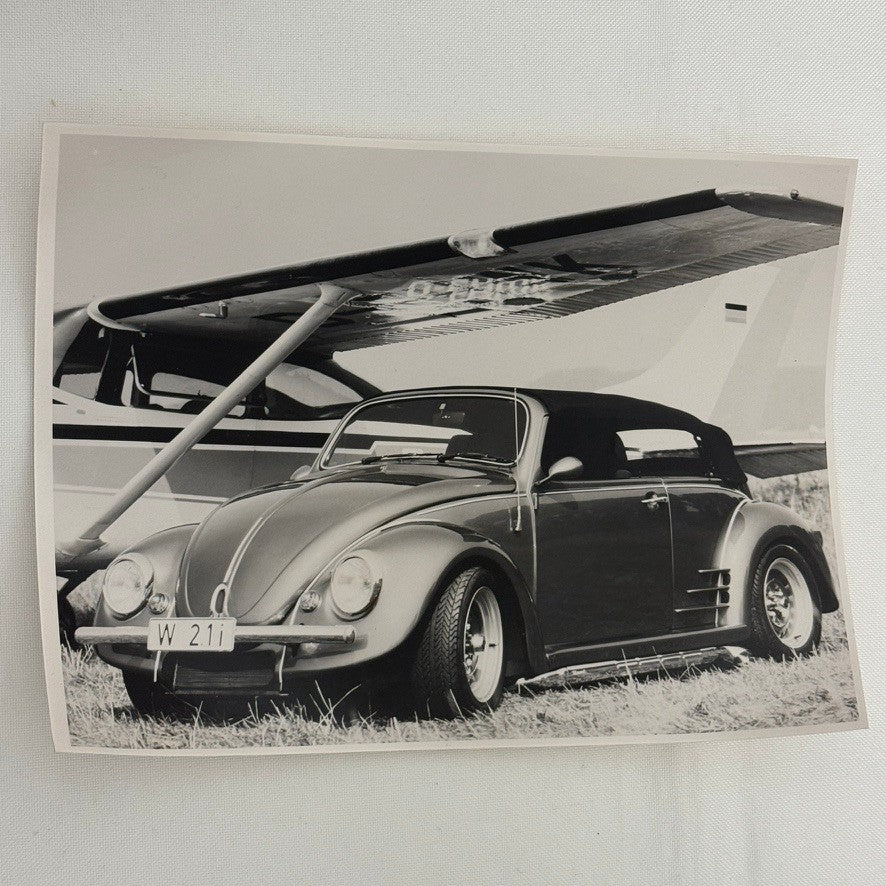 Vintage Volkswagen Beetle TUNER Car VW Bug Photo Photograph with Airplane Plane