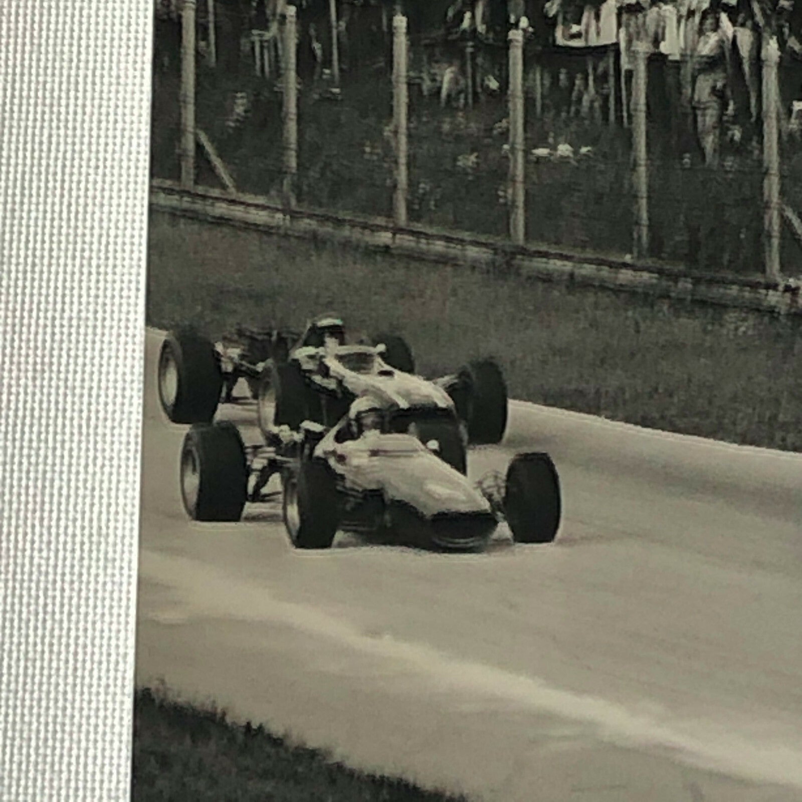 Vintage 1967 Monza Car Racing Photo Photograph John Surtees Bruce McLaren + 