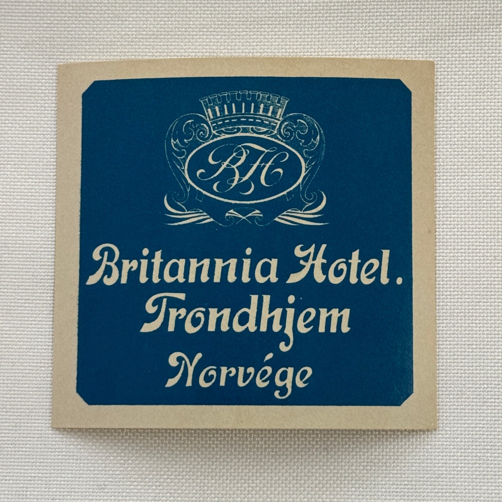 Vintage Travel Luggage Label Britannia Hotel Trondheim Norway Norvege