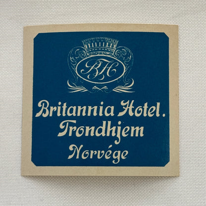Vintage Travel Luggage Label Britannia Hotel Trondheim Norway Norvege