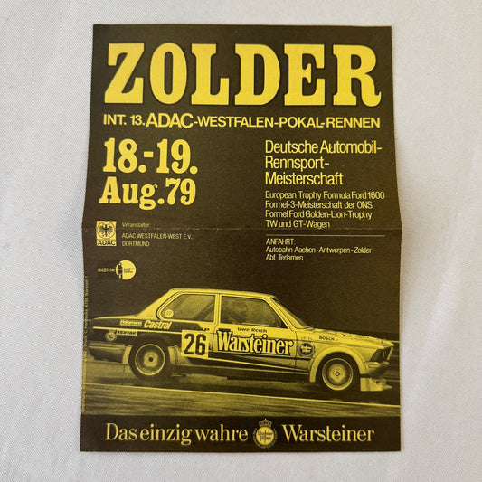 1979 ADAC Zolder Racing Event Advertisement Flyer BMW Car Motorsport