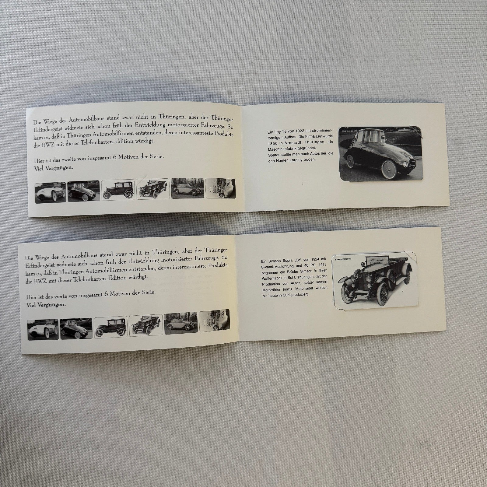 Vintage Car Automobile Colllectible Phone Card Lot 6x German BWZ