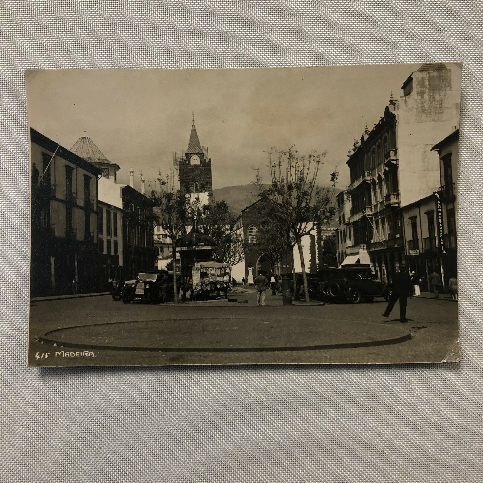 Vintage Antique Photo Photograph Cars on Street Scene Fiat ? 