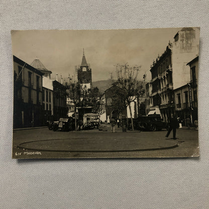Vintage Antique Photo Photograph Cars on Street Scene Fiat ? 