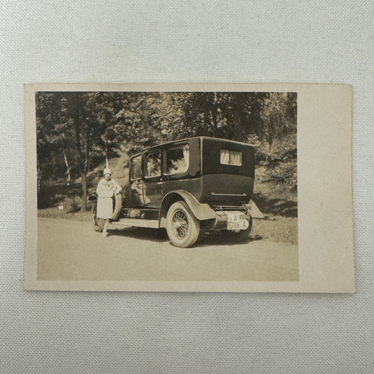 Antique Car Automobile Woman Family Real Photo Postcard RPPC Photograph