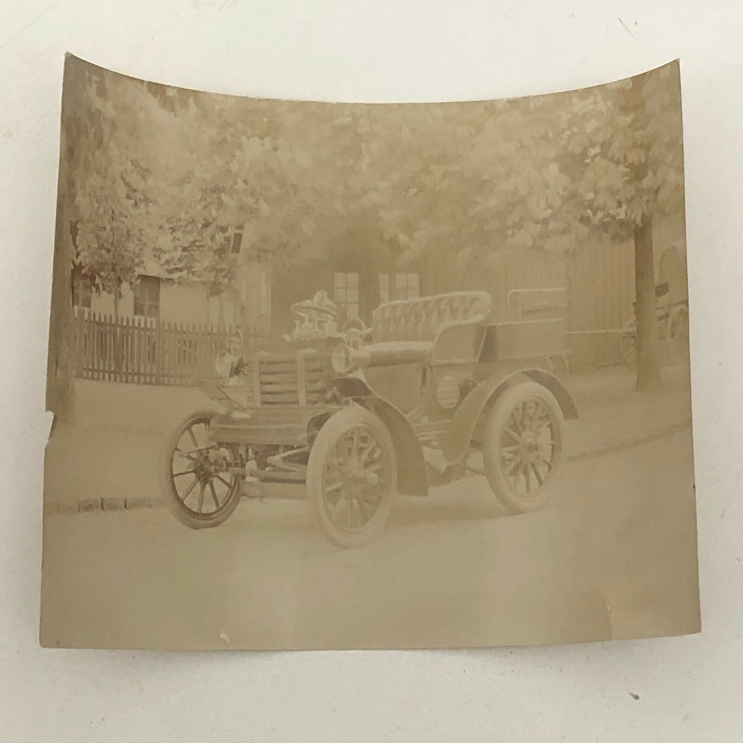 Antique Photo Photograph Print Early Automobile Car Vehicle w/ Wagon Italian ? 