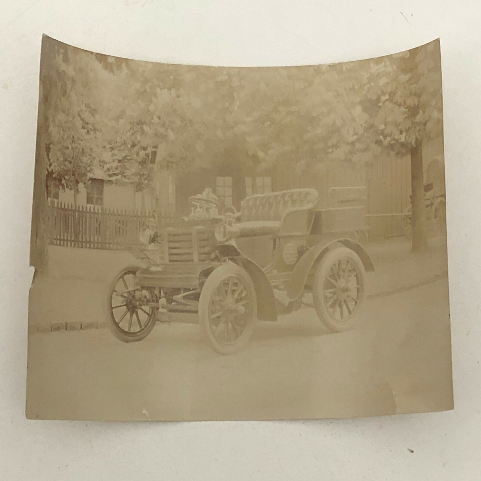 Antique Photo Photograph Print Early Automobile Car Vehicle w/ Wagon Italian ? 