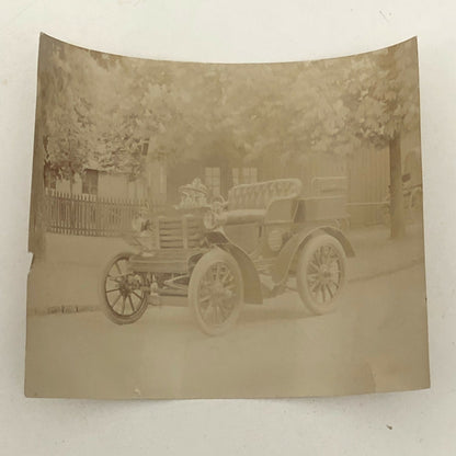 Antique Photo Photograph Print Early Automobile Car Vehicle w/ Wagon Italian ? 