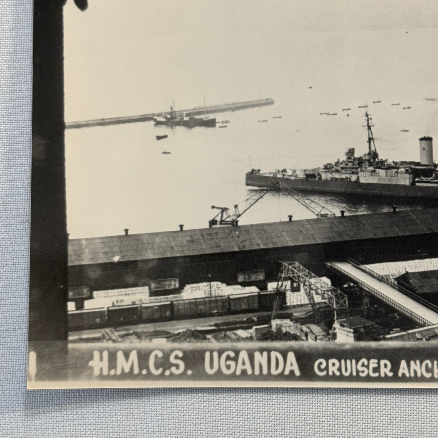HMCS Uganda Military Ship in Valparaiso Bay Chile 1946 Photo Photograph Modern