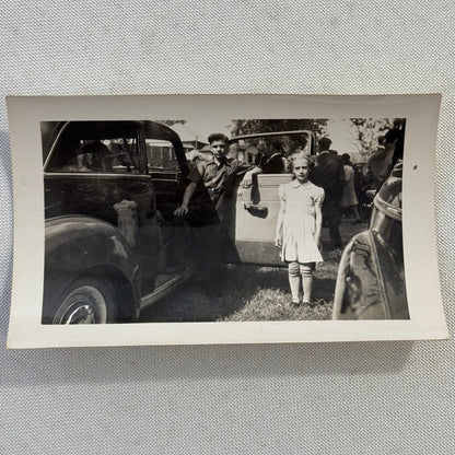 Vintage Photo Photograph Print Children with Car Automobile Snapshot