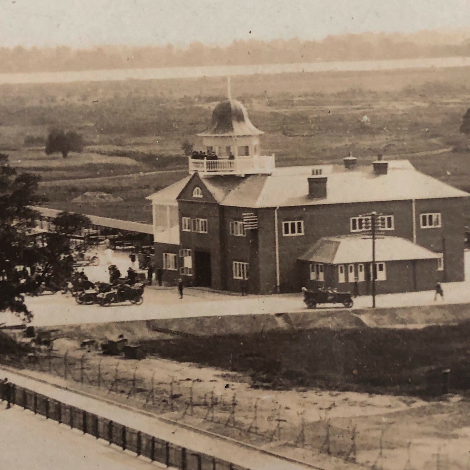 Antique RPPC Real Photo Postcard Brooklands Motor Course Racetrack Car Racing 