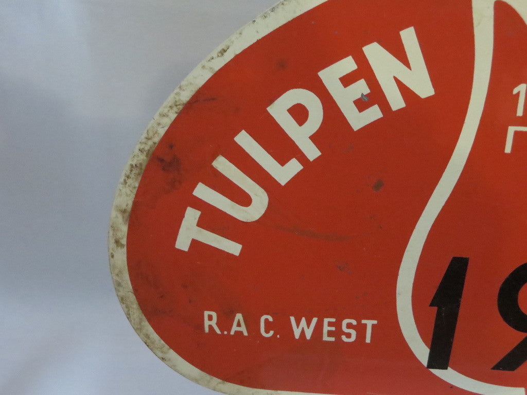 Vintage 1962 Tulpen Rallye Car Club Rally Plate Plaque Sign Metal #190
