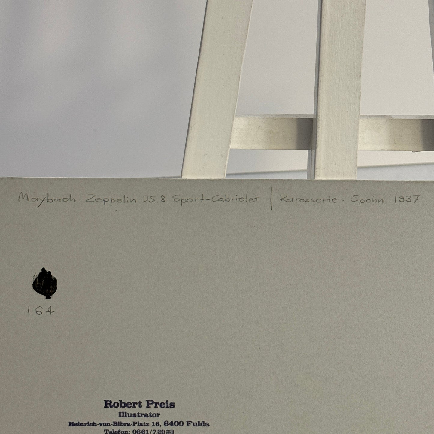 1937 Maybach Zeppelin D5 8 Sport Cabriolet by Spohn Illustration Art Hand Drawn